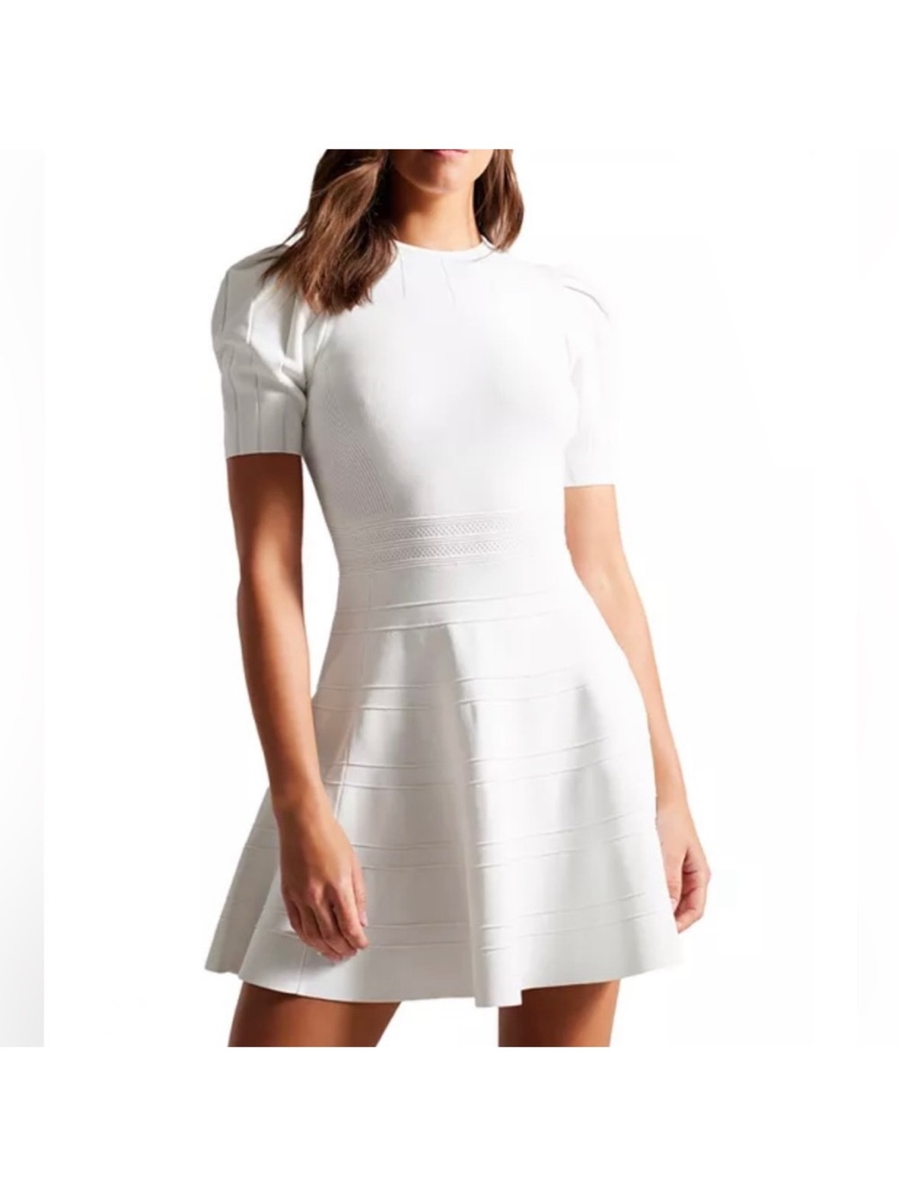 Ted Baker London White Short-Sleeve Fit & Flare Mini Dress